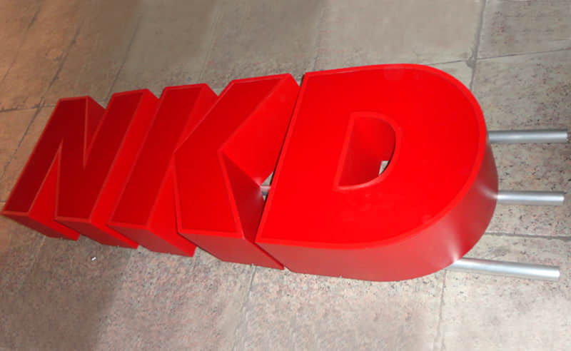 Frontlit aluminum channel letters