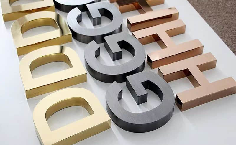 Electroplated stainless steel letters